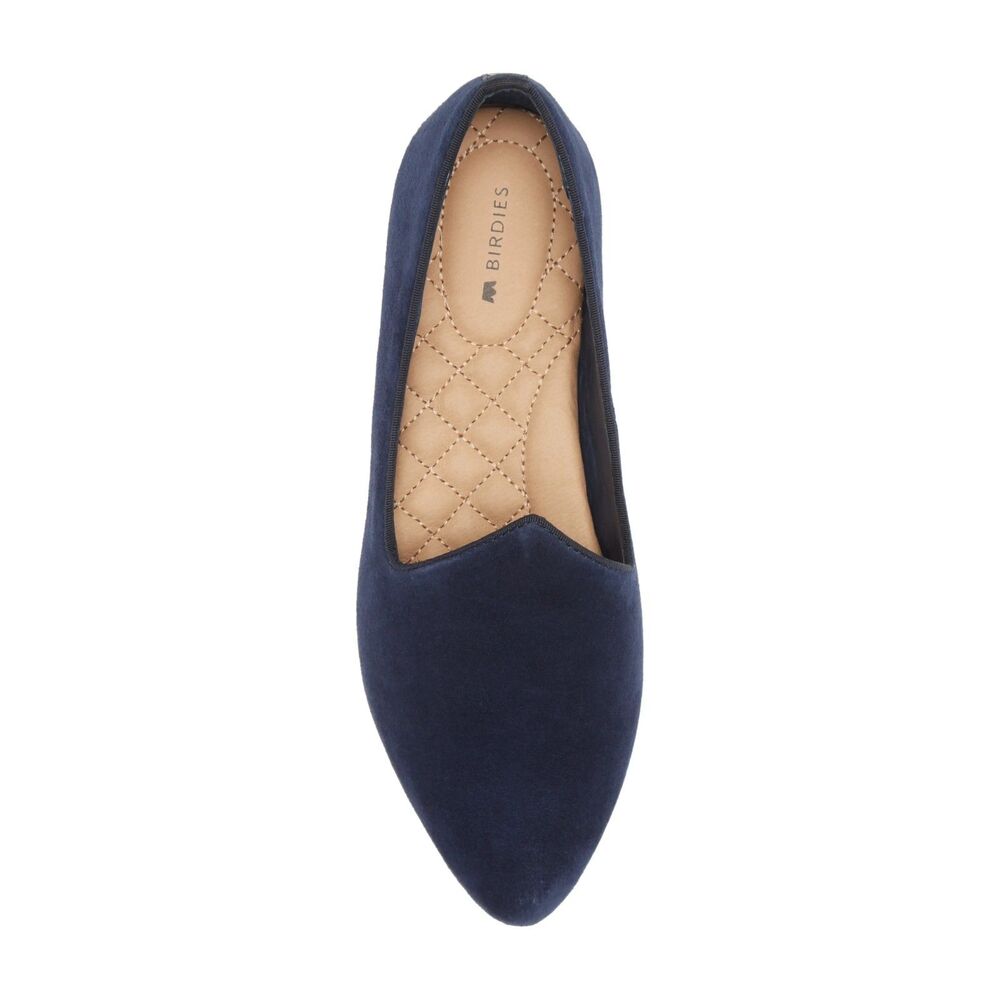 BIRDIES Heron Flat in Navy Suede | Size: 10.5